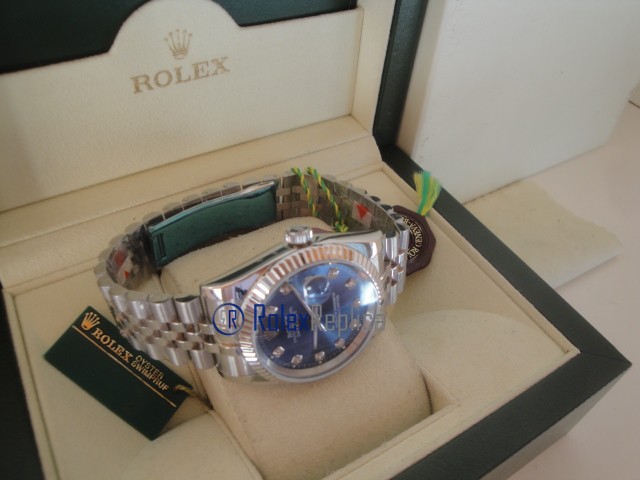 rolex replica datejust blu brillantini orologio imitazione - immagine 8