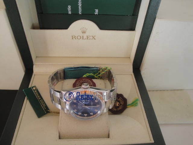 rolex replica datejust blu brillantini oyster orologio imitazione - immagine 8