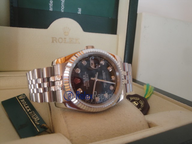 rolex replica datejust black brillantini orologio imitazione - immagine 9