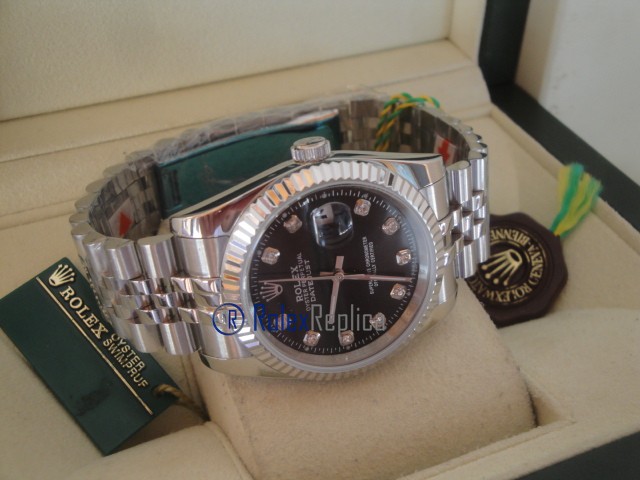 rolex replica datejust black brillantini orologio imitazione - immagine 10