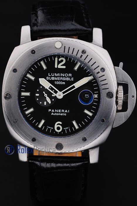 Panerai replica luminor marina submersible acciaio black dial imitazione copia - immagine 2