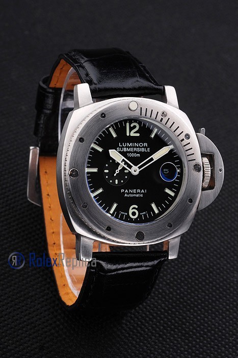 Panerai replica luminor marina submersible acciaio black dial imitazione copia - immagine 4