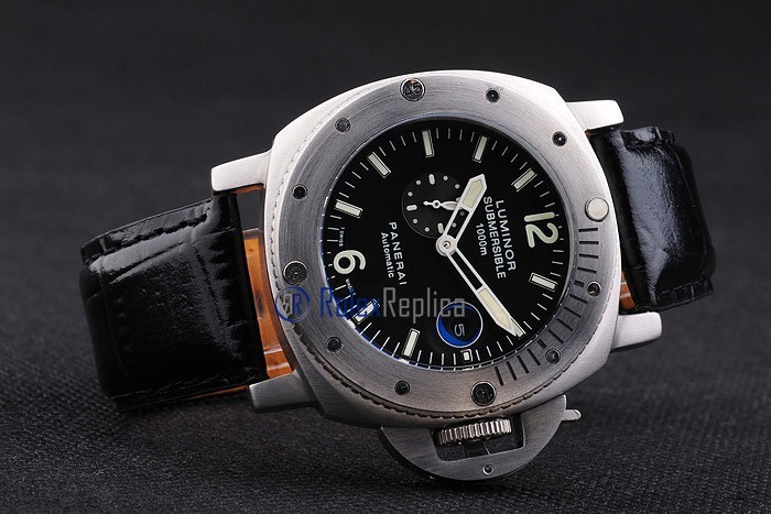 Panerai replica luminor marina submersible acciaio black dial imitazione copia - immagine 5