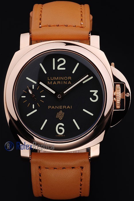 Panerai replica luminor marina rose gold cuoio black dial imitazione copia - immagine 2