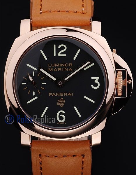 Panerai replica luminor marina rose gold cuoio black dial imitazione copia