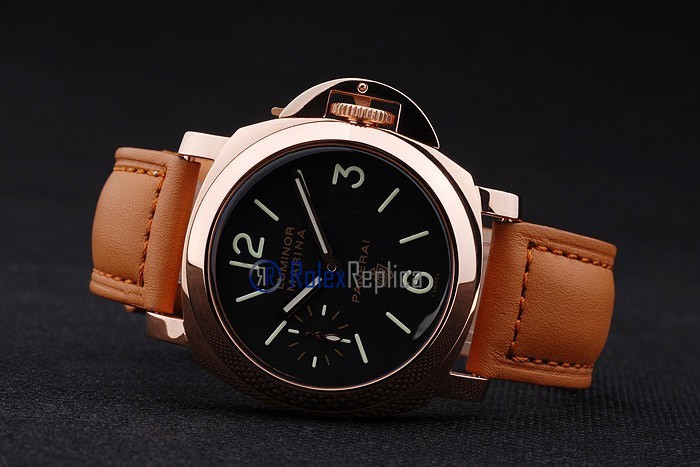 Panerai replica luminor marina rose gold cuoio black dial imitazione copia - immagine 6