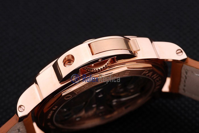Panerai replica luminor marina rose gold cuoio black dial imitazione copia - immagine 8