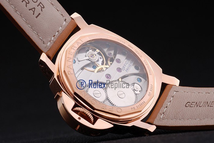 Panerai replica luminor marina rose gold cuoio black dial imitazione copia - immagine 10