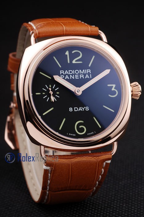 Panerai replica radiomir 8 days oro strip leather imitazione copia - immagine 2