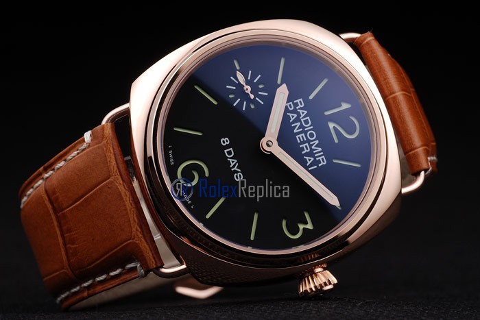 Panerai replica radiomir 8 days oro strip leather imitazione copia - immagine 4