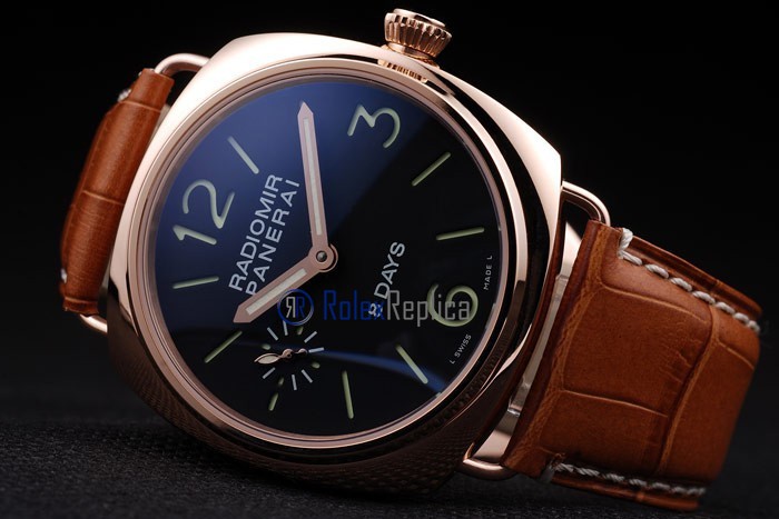 Panerai replica radiomir 8 days oro strip leather imitazione copia - immagine 5