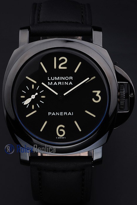 Panerai replica luminor marina pro-hunter pvd strip leather imitazione copia - immagine 2