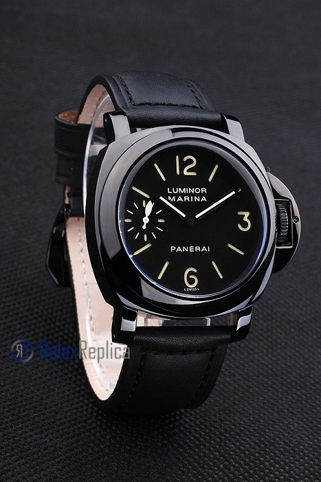 Panerai replica luminor marina pro-hunter pvd strip leather imitazione copia - immagine 4