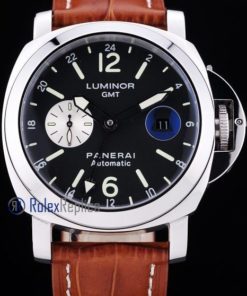Panerai replica luminor GMT acciaio strip leather imitazione copia