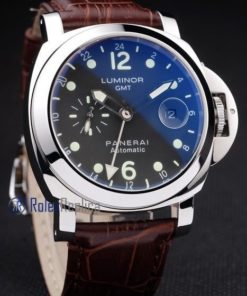 Panerai replica luminor GMT acciaio strip leather brown imitazione copia