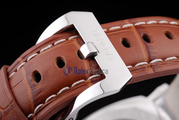 Panerai replica luminor GMT acciaio white dial strip leather imitazione copia - immagine 6