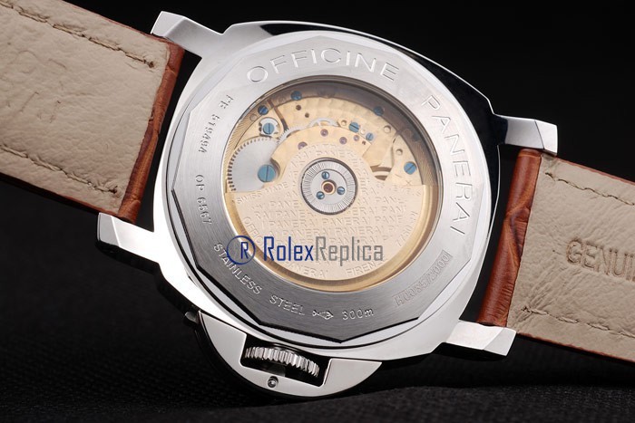 Panerai replica luminor GMT acciaio white dial strip leather imitazione copia - immagine 9