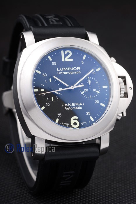 Panerai replica luminor chronograph acciaio strip rubber imitazione copia - immagine 2