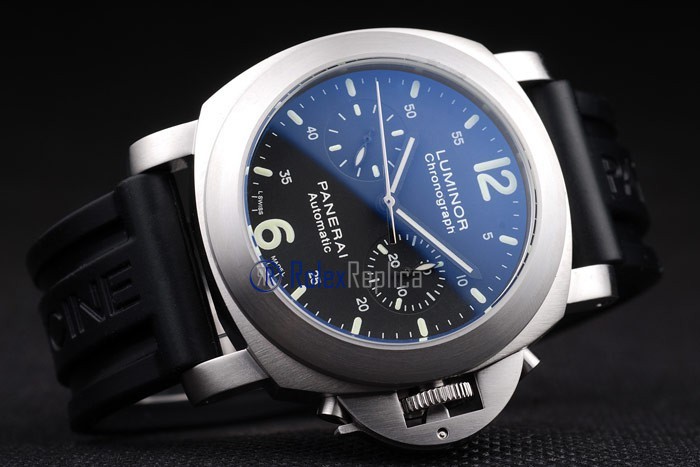 Panerai replica luminor chronograph acciaio strip rubber imitazione copia - immagine 4