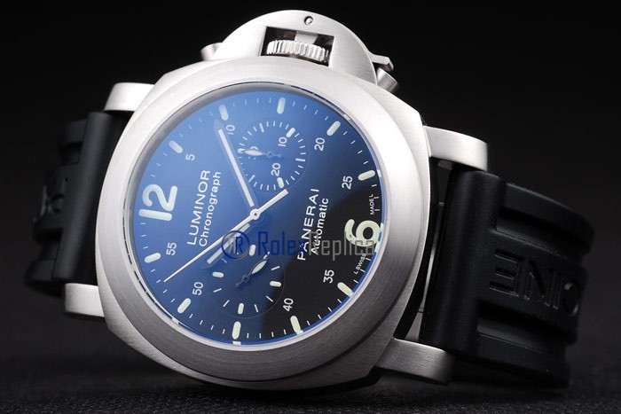Panerai replica luminor chronograph acciaio strip rubber imitazione copia - immagine 5