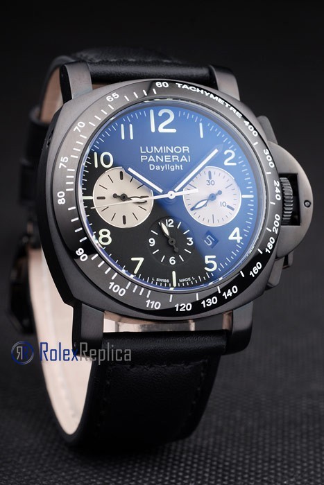 Panerai replica luminor daylight chrono pro-hunter pvd strip leather imitazione copia - immagine 2