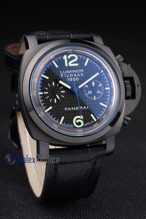 Panerai replica luminor flyback 1950 pro-hunter strip leather imitazione copia - immagine 2