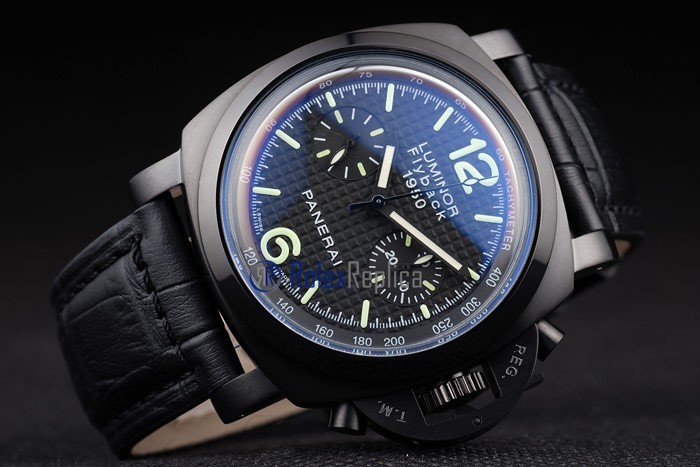 Panerai replica luminor flyback 1950 pro-hunter strip leather imitazione copia - immagine 4