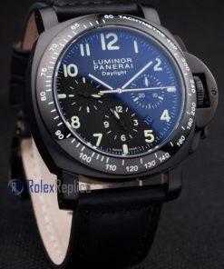 Panerai replica luminor daylight black dial chrono pro-hunter pvd strip leather imitazione copia