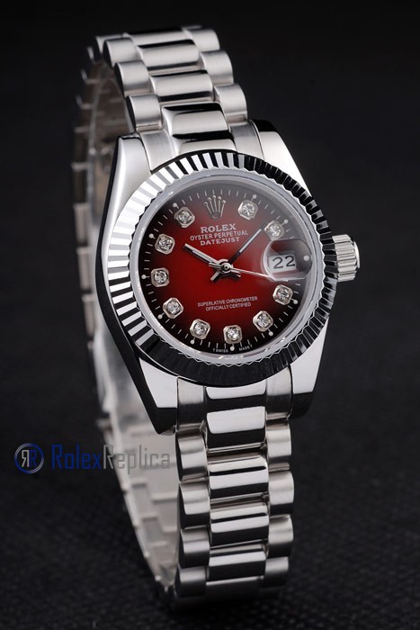 rolex replica datejust red brillantini orologio imitazione - immagine 2
