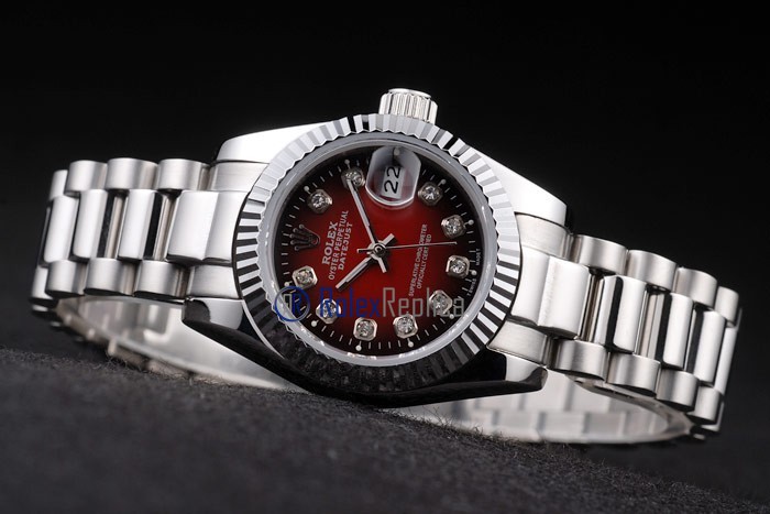 rolex replica datejust red brillantini orologio imitazione - immagine 5