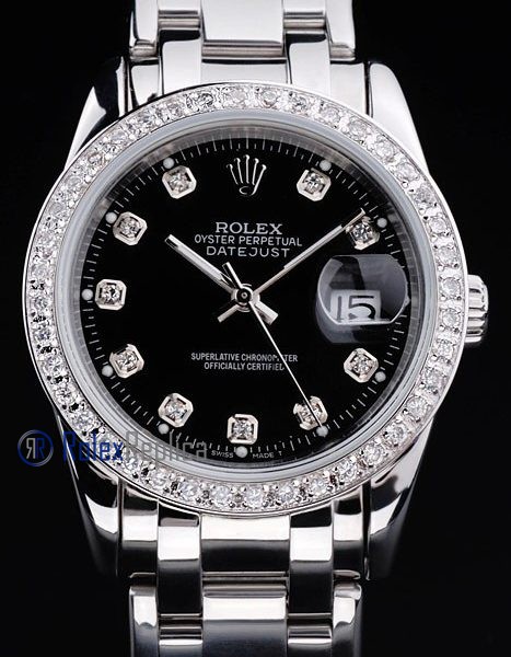 rolex replica datejust black full brillantini orologio imitazione