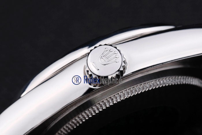 rolex replica datejust black brillantini ghiera liscia orologio imitazione - immagine 8