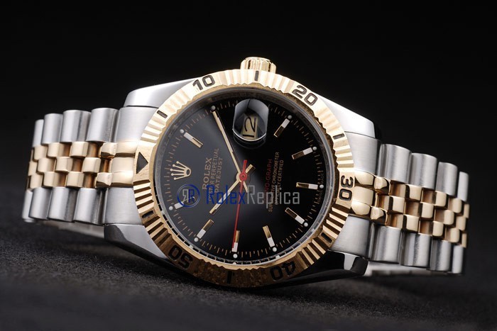 rolex replica turn-o-graph acciaio oro black imitazione orologio - immagine 5