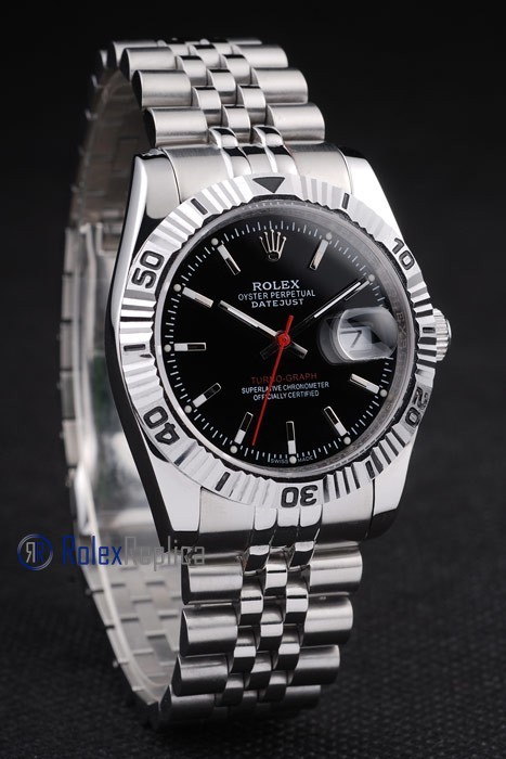 rolex replica turn-o-graph acciaio black barrette imitazione orologio - immagine 2