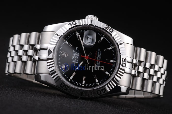 rolex replica turn-o-graph acciaio black barrette imitazione orologio - immagine 5