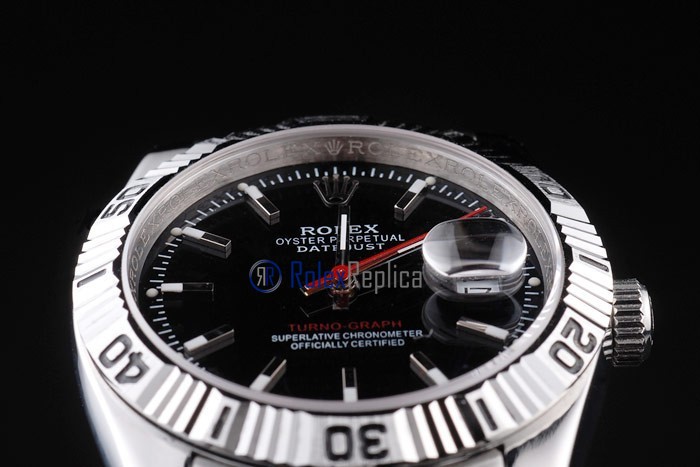 rolex replica turn-o-graph acciaio black barrette imitazione orologio - immagine 6