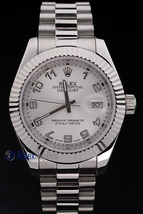rolex replica datejust lady acciaio argentèè arab orologio imitazione - immagine 2