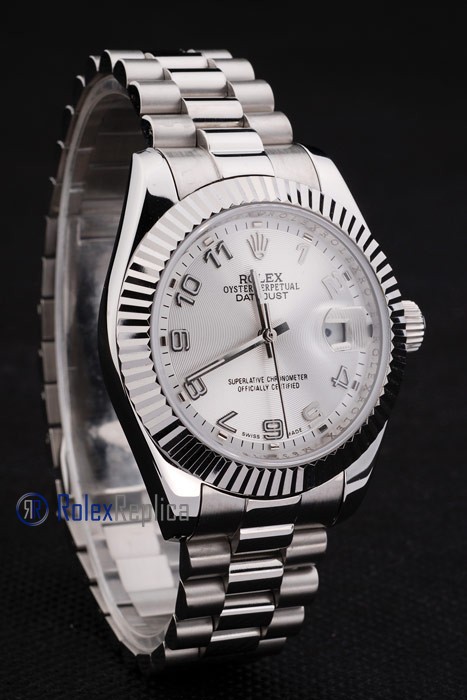 rolex replica datejust lady acciaio argentèè arab orologio imitazione - immagine 5