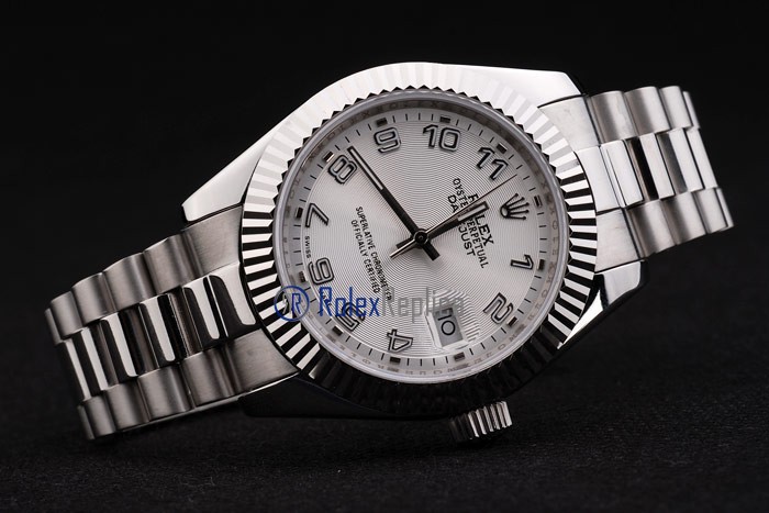 rolex replica datejust lady acciaio argentèè arab orologio imitazione - immagine 6