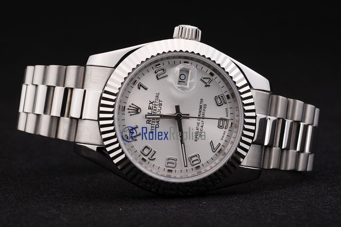 rolex replica datejust lady acciaio argentèè arab orologio imitazione - immagine 7