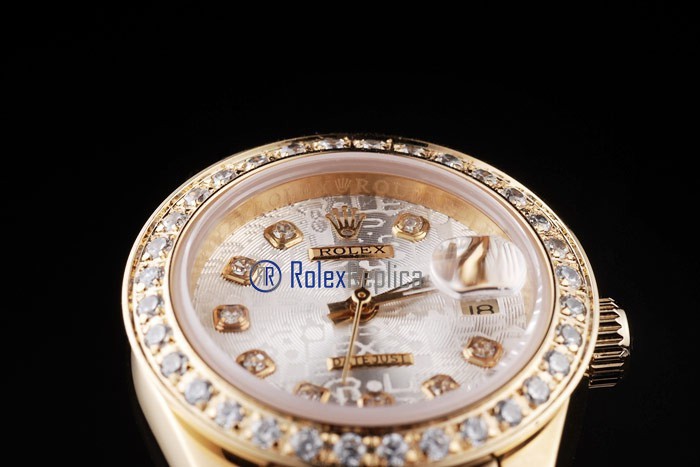 rolex replica datejust lady oro full brillantini centenario orologio imitazione - immagine 7