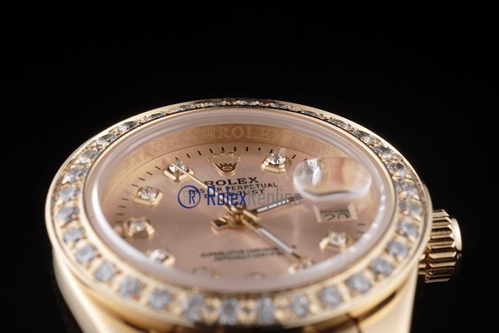 rolex replica datejust lady oro full brillantini orologio imitazione - immagine 7
