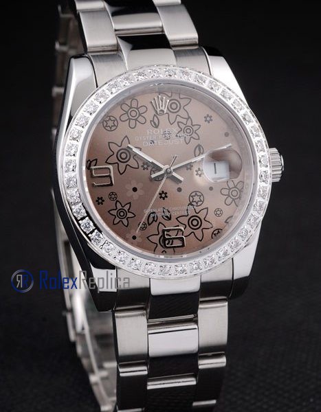 rolex replica datejust acciaio flower brown orologio imitazione
