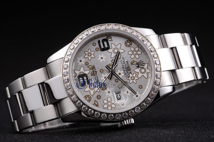 rolex replica datejust acciaio flower argentèè orologio imitazione - immagine 4