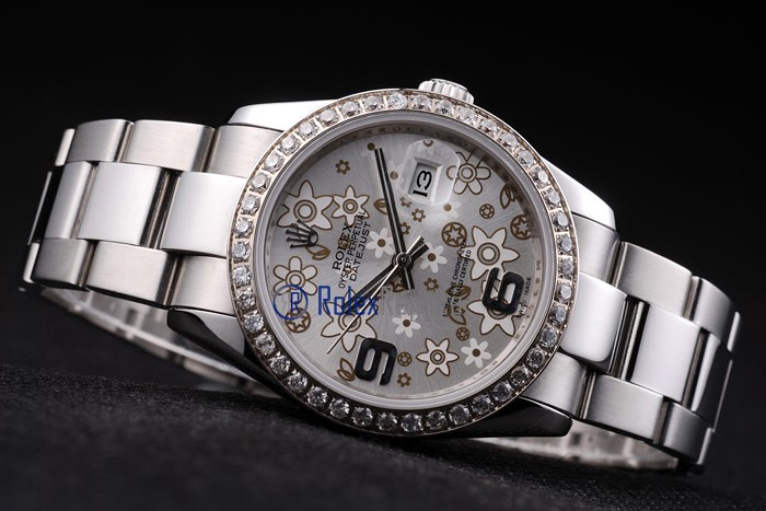 rolex replica datejust acciaio flower argentèè orologio imitazione - immagine 5