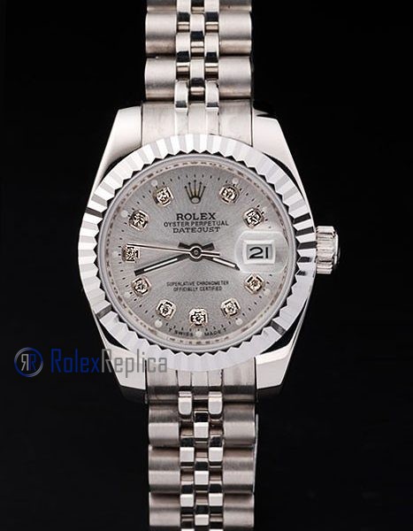 rolex replica datejust lady acciaio argentèè brillantini orologio imitazione