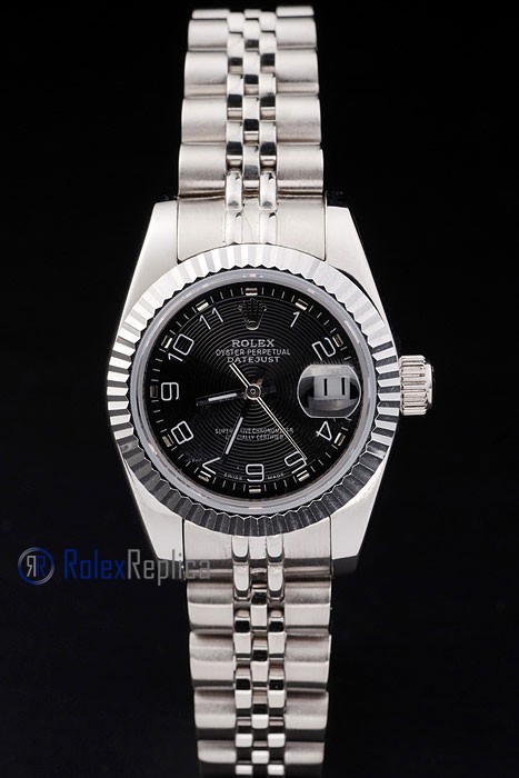 rolex replica datejust lady acciaio black arab orologio imitazione - immagine 2