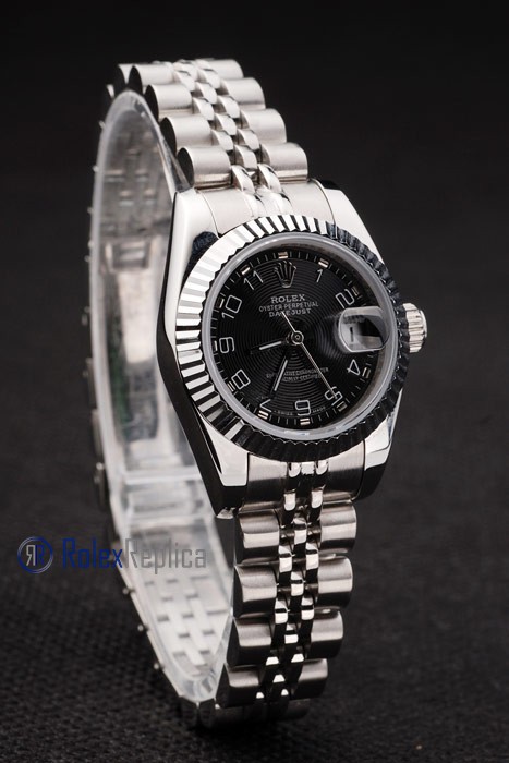 rolex replica datejust lady acciaio black arab orologio imitazione - immagine 5