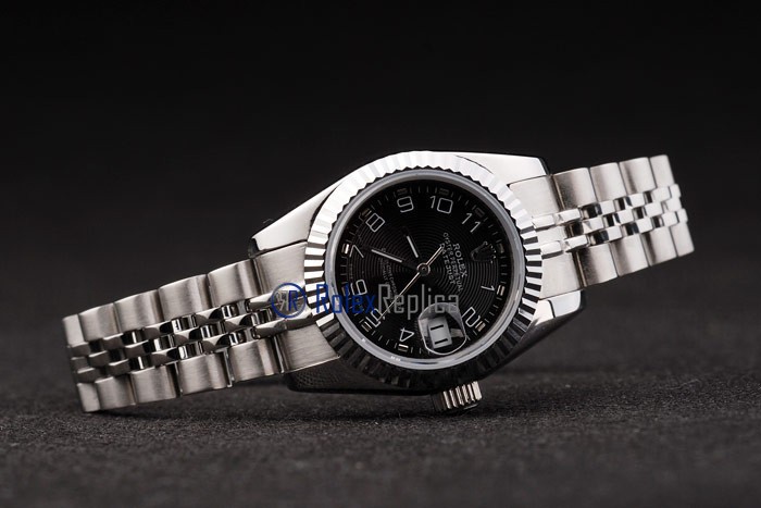 rolex replica datejust lady acciaio black arab orologio imitazione - immagine 6