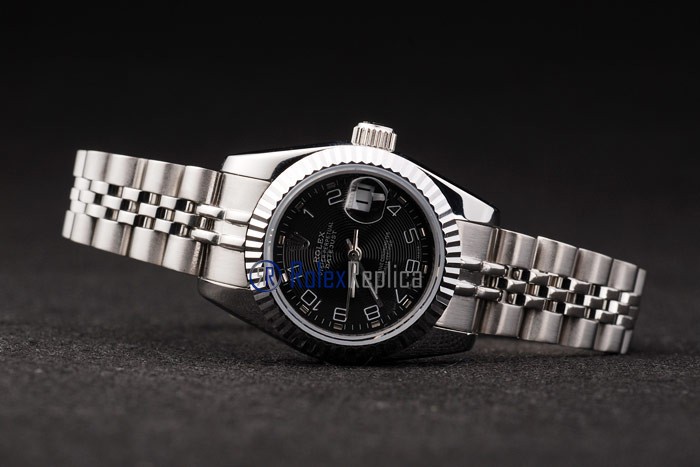 rolex replica datejust lady acciaio black arab orologio imitazione - immagine 7